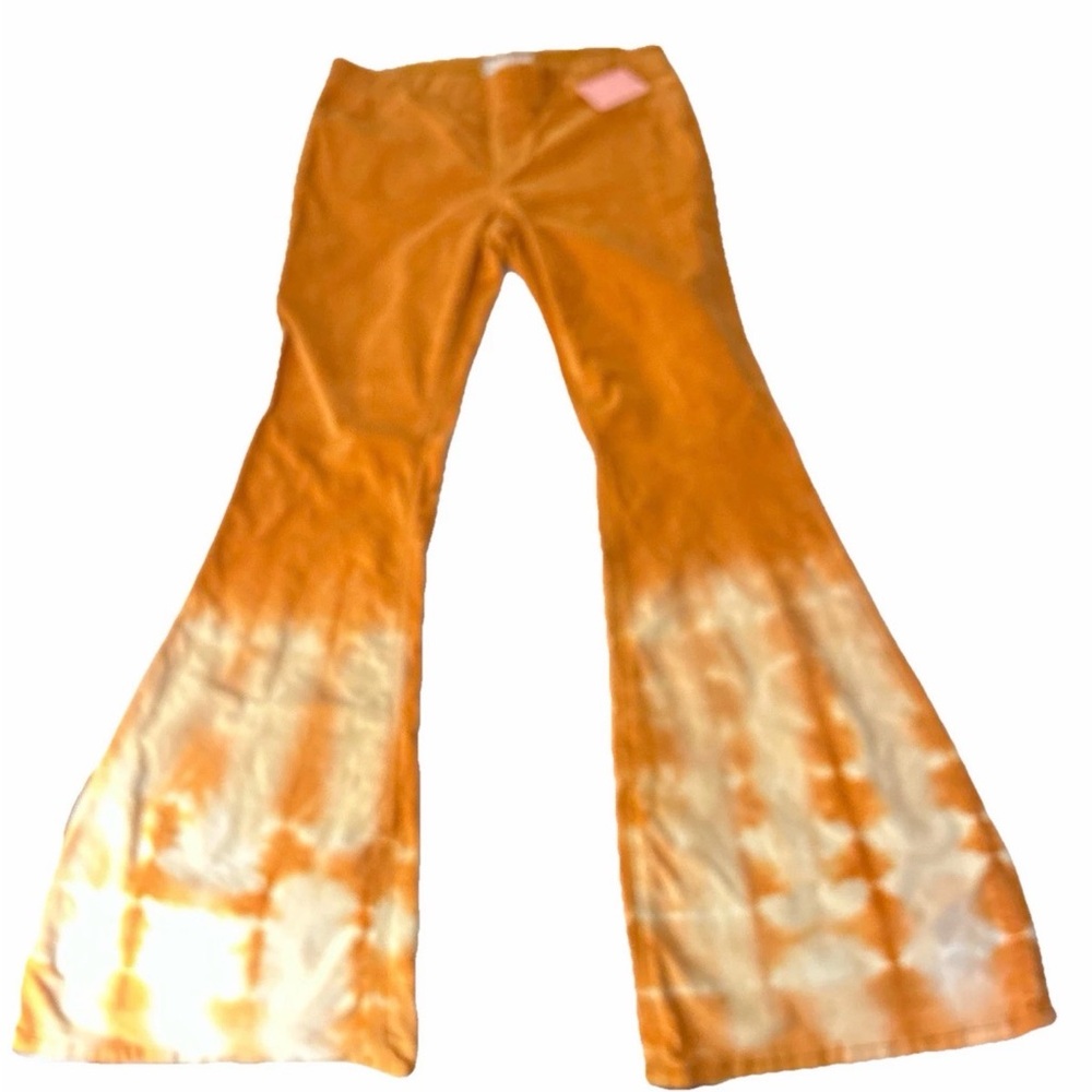 Free People Tie Dye Corduroy Flare Pants | Size 31 | Burnt Orange Retro Boho